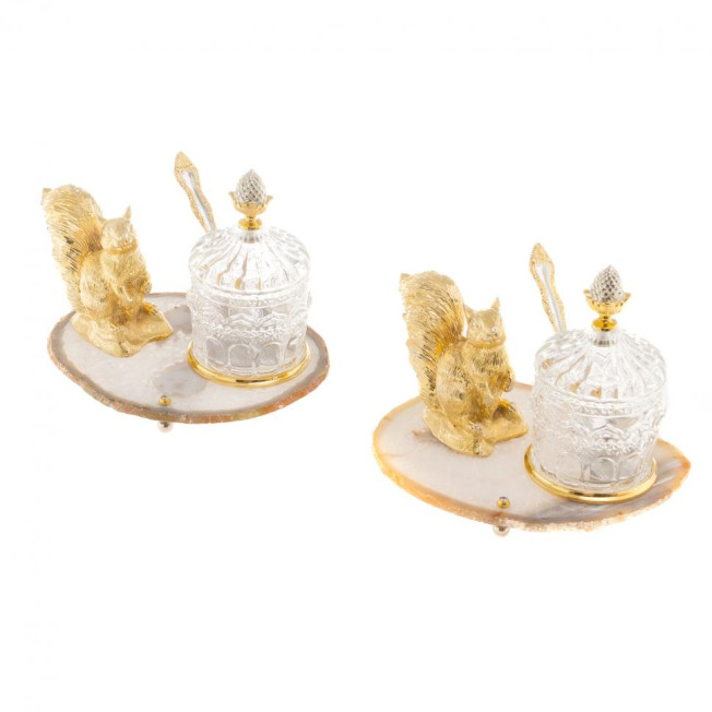 Медовница "Золотая белка" камень агат бронза Златоуст