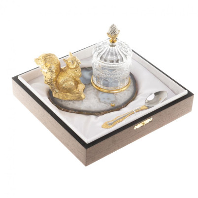 Медовница "Золотая белка" камень агат бронза Златоуст