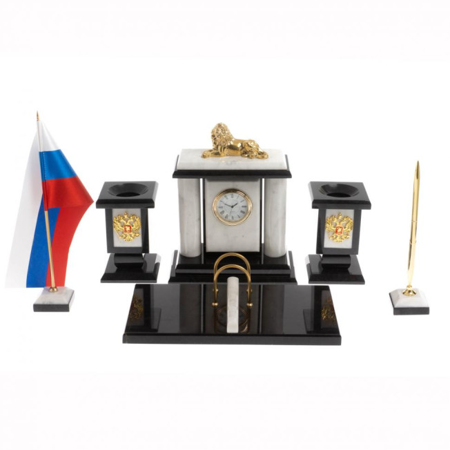 Настольный набор &quot;Лев&quot; из мрамора