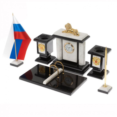 Настольный набор "Лев" из мрамора