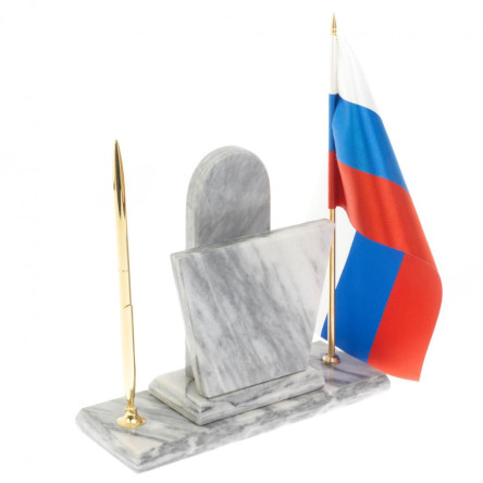 Настольный набор "Погон Майор МВД" с часами мрамор