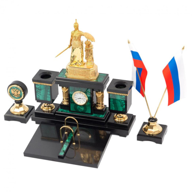 Настольный набор "Россия" малахит и долерит