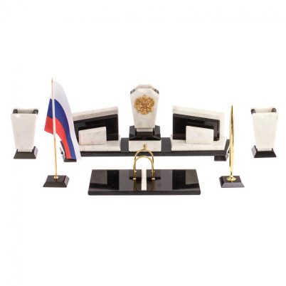 Настольный прибор с гербом РФ "Бюрократ" из мрамора
