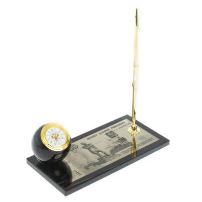 Письменный набор &quot;Купюра 5000 рублей&quot; из черного обсидиана