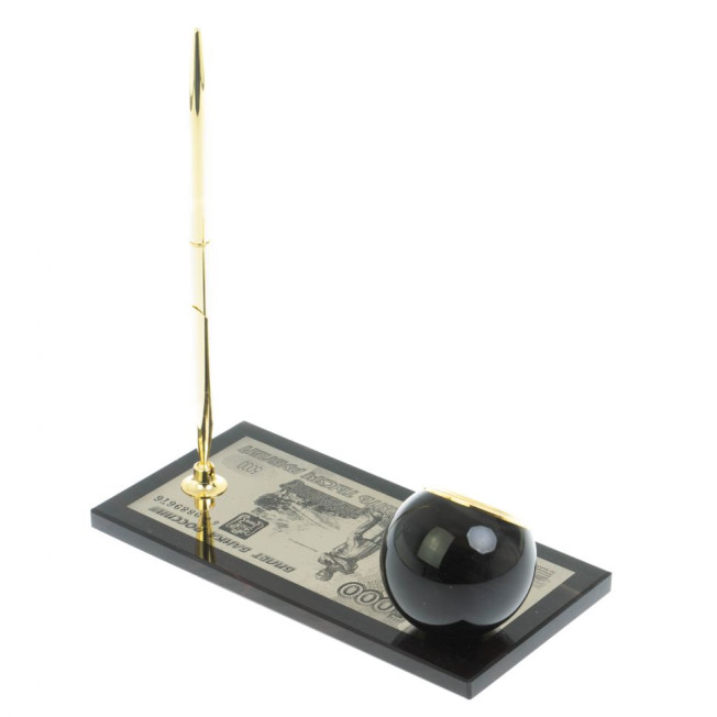 Письменный набор "Купюра 5000 рублей" из черного обсидиана