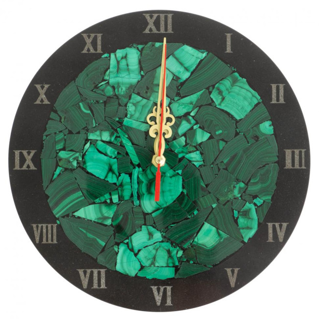 Настенные часы "Мозаика" из малахита и долерита 24х3,5х24 см