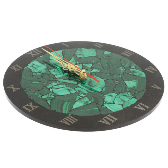 Настенные часы "Мозаика" из малахита и долерита 24х3,5х24 см