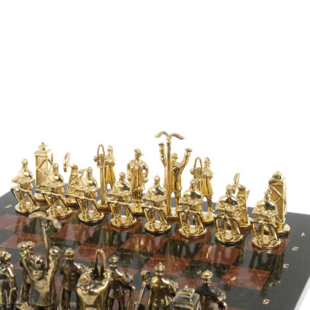 Шахматы подарочные "Нефтяники" 44х44 см лемезит змеевик