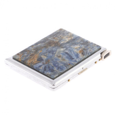 Портсигар на 10 сигарет с зажигалкой камень кианит