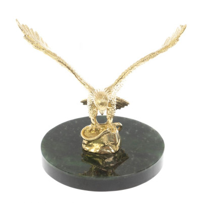 Бронзовая статуэтка &quot;Орел&quot; на нефрите и долерите 9х9х10 см