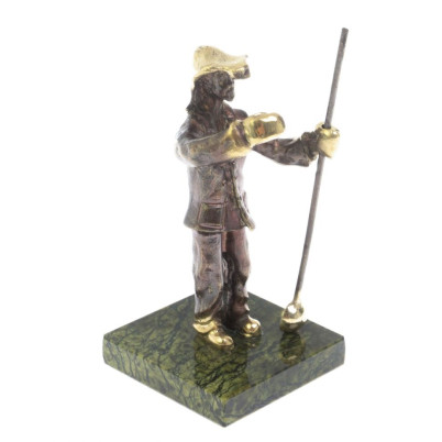 Бронзовая статуэтка &quot;Сталевар&quot; камень змеевик