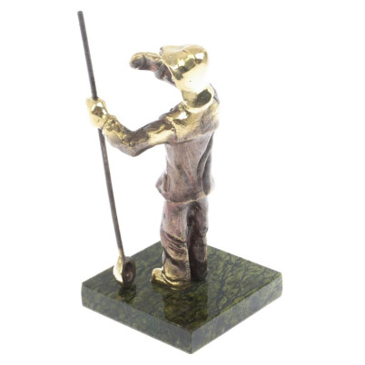 Бронзовая статуэтка &quot;Сталевар&quot; камень змеевик