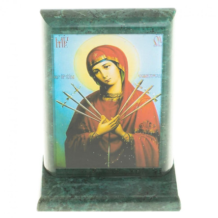 Икона "Семистрельная" змеевик 8х4х9,5 см