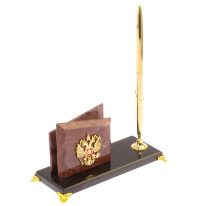 Настольная визитница &quot;Мини 3&quot; из лемезита на ножках