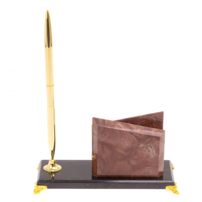 Настольная визитница &quot;Мини 3&quot; из лемезита на ножках