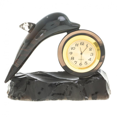 Часы сувенирные &quot;Дельфин&quot; черный обсидиан
