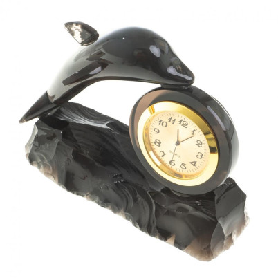 Часы сувенирные &quot;Дельфин&quot; черный обсидиан
