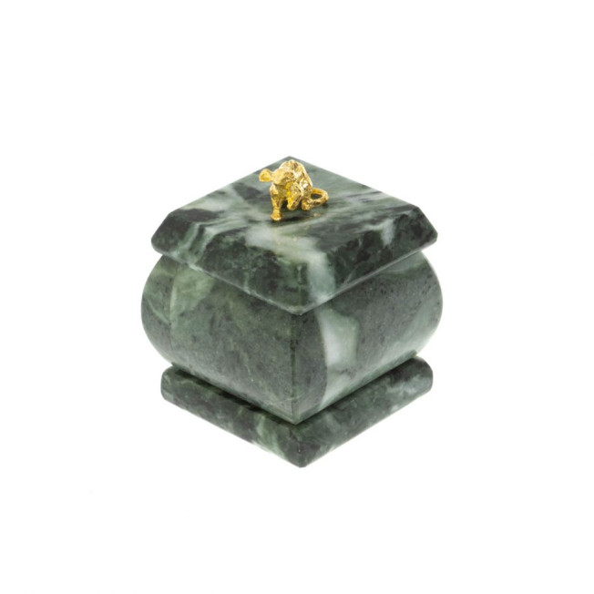 Шкатулка &quot;Мышка&quot; из шабровского змеевика 4,5х4,5х6 см