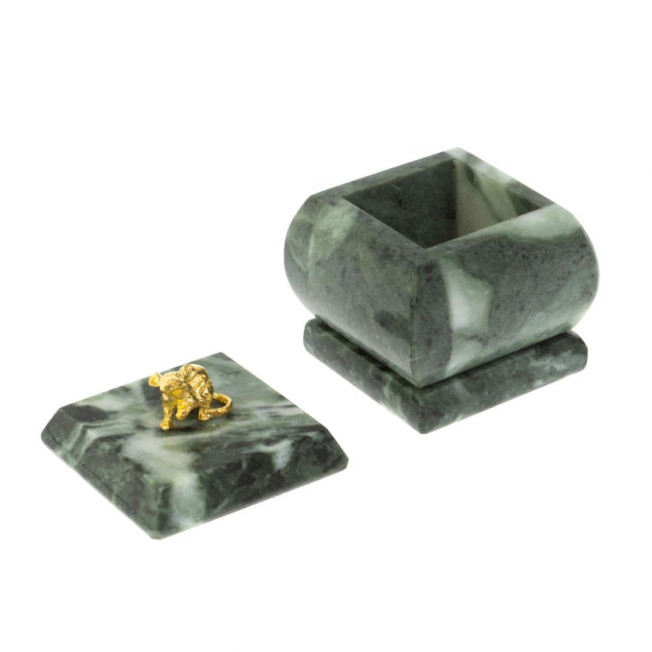 Шкатулка &quot;Мышка&quot; из шабровского змеевика 4,5х4,5х6 см