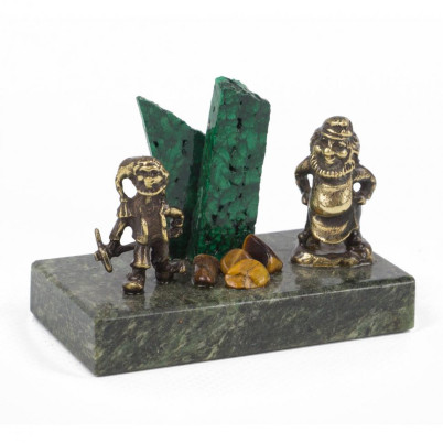 Статуэтка &quot;Гномы рудокопы&quot; бронза змеевик малахит