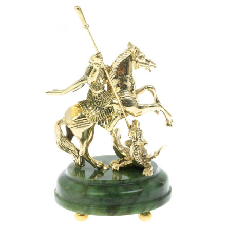 Бронзовая статуэтка "Георгий Победоносец" на нефрите