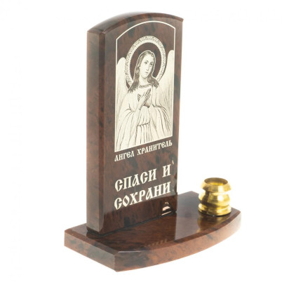 Икона с подсвечником &quot;Ангел Хранитель&quot; камень обсидиан