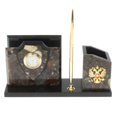 Настольная визитница &quot;Щит&quot; из конгломерата