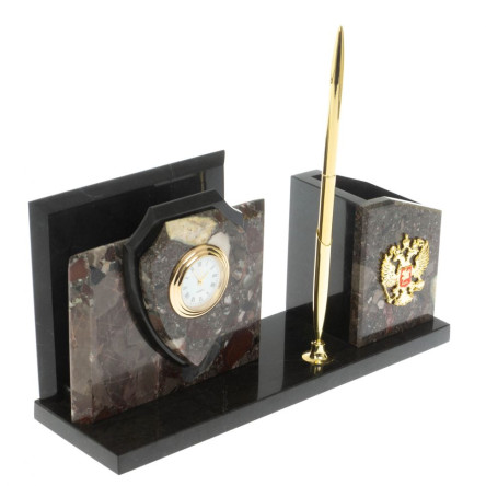 Настольная визитница "Щит" из конгломерата