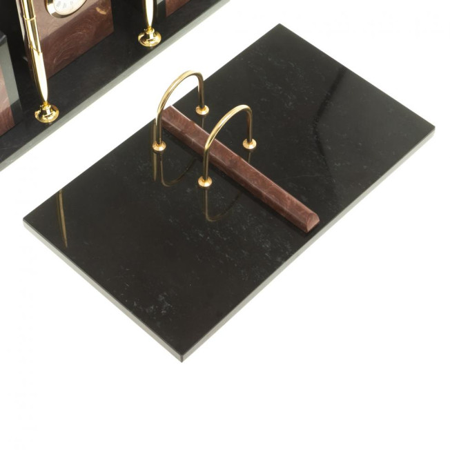 Письменный набор "Канцелярский" с часами камень лемезит