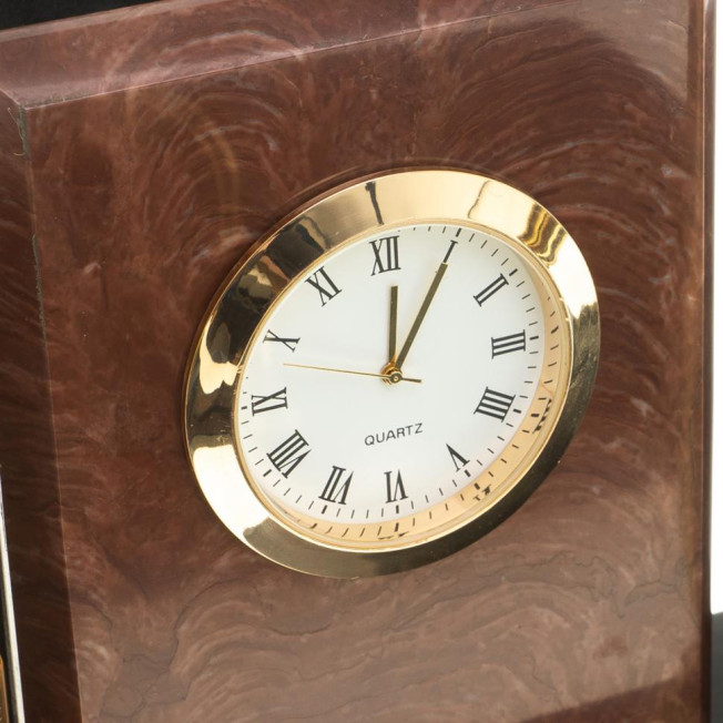 Письменный набор "Канцелярский" с часами камень лемезит