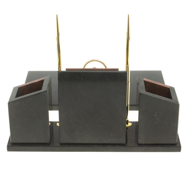 Письменный набор "Канцелярский" с часами камень лемезит