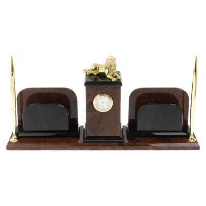 Настольный набор "Лев" из обсидиана