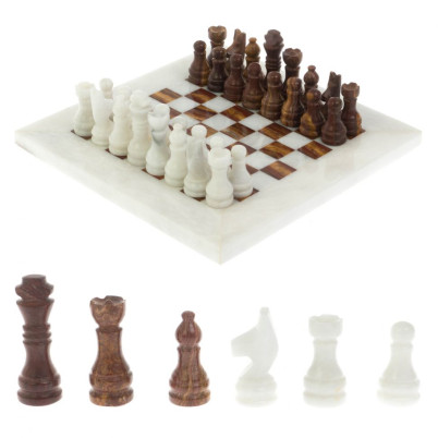 Каменные шахматы "Сувенирные" мрамор, оникс доска 20х20 см