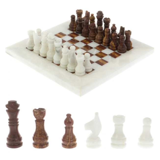 Каменные шахматы "Сувенирные" мрамор, оникс доска 20х20 см