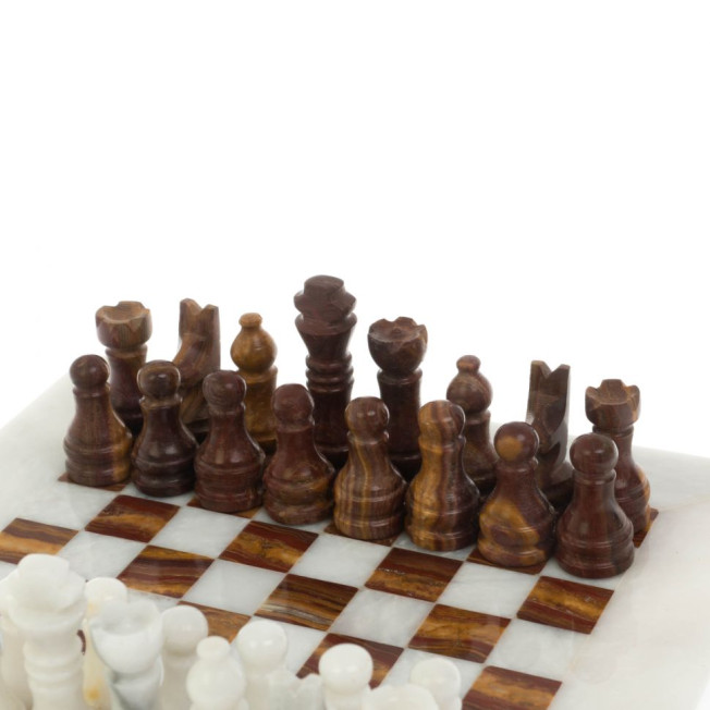 Каменные шахматы "Сувенирные" мрамор, оникс доска 20х20 см