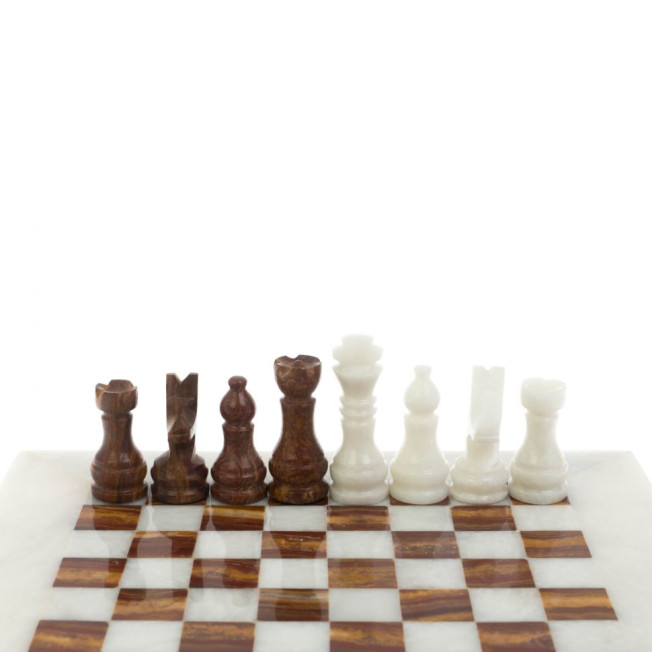 Каменные шахматы "Сувенирные" мрамор, оникс доска 20х20 см