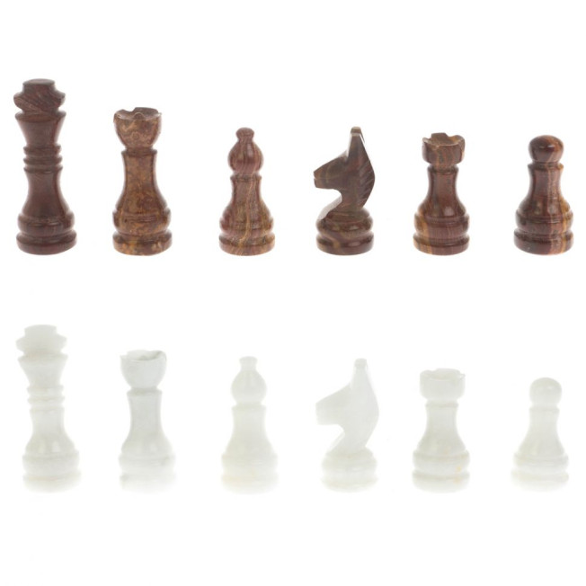 Каменные шахматы "Сувенирные" мрамор, оникс доска 20х20 см