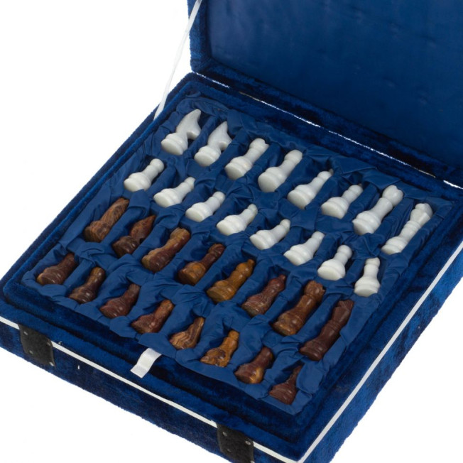 Каменные шахматы "Сувенирные" мрамор, оникс доска 20х20 см