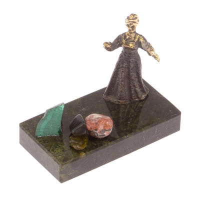 Сувенир статуэтка &quot;Хозяйка медной горы&quot; бронза камень змеевик малахит