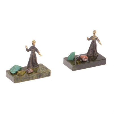 Сувенир статуэтка &quot;Хозяйка медной горы&quot; бронза камень змеевик малахит