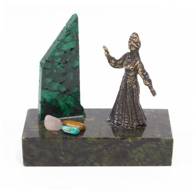 Сувенир статуэтка &quot;Хозяйка медной горы&quot; бронза камень змеевик малахит