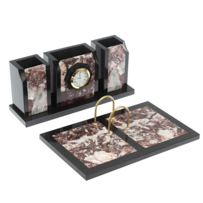 Настольный набор &quot;Оптима&quot; с часами из камня креноид