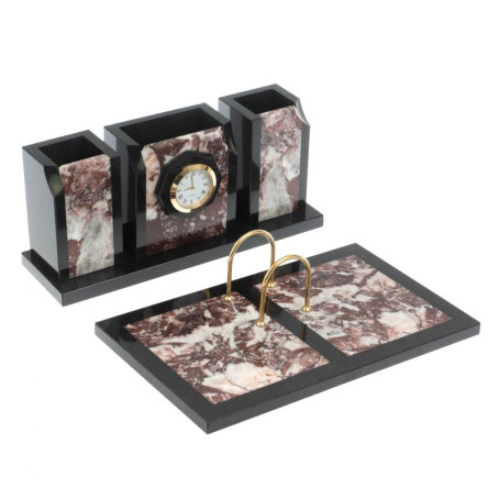 Настольный набор "Оптима" с часами из камня креноид