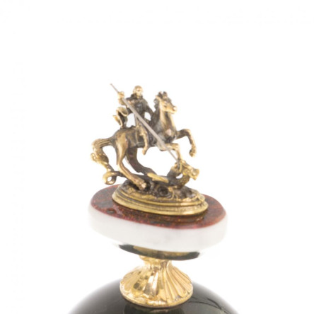 Канцелярский набор с визитницей "Георгий Победоносец" змеевик красный