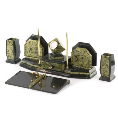 Письменный прибор "Куб" камень змеевик