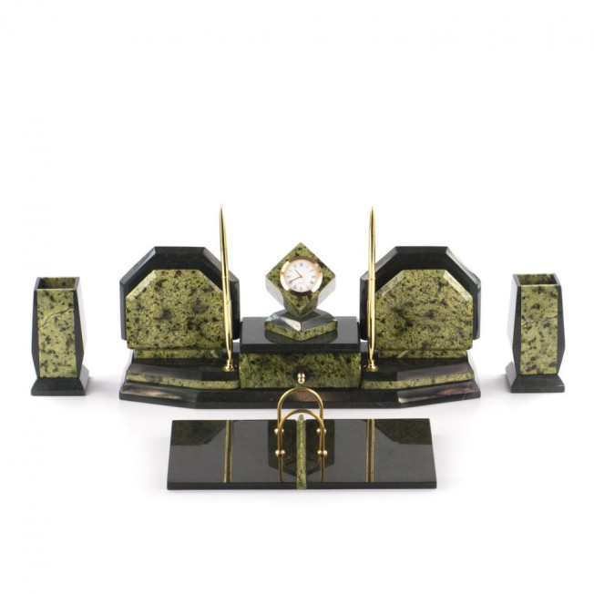 Письменный прибор "Куб" камень змеевик