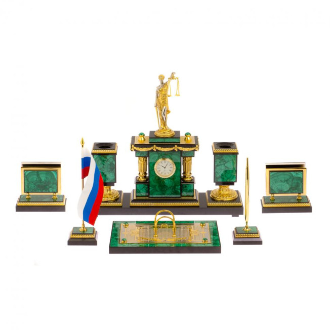 Письменный набор из малахита &quot;Фемида&quot; Златоуст