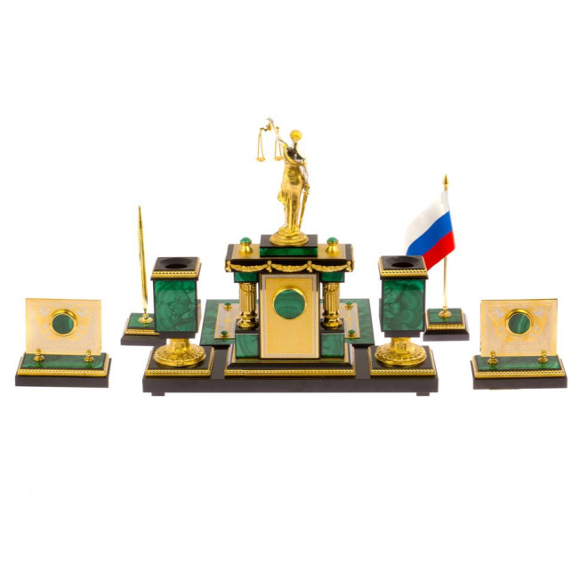 Письменный набор из малахита &quot;Фемида&quot; Златоуст