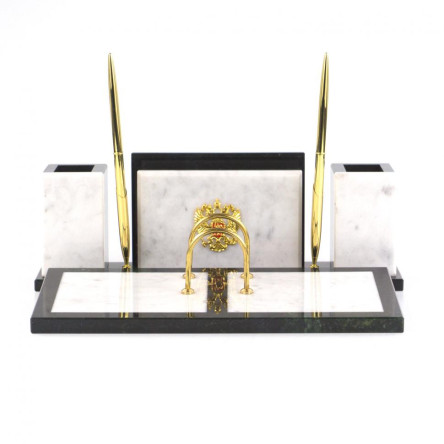 Настольный набор из мрамора "Советник" с гербом РФ