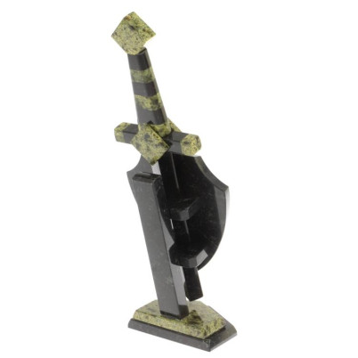 Настольный сувенир &quot;Щит и меч&quot; камень змеевик 10х7х28 см